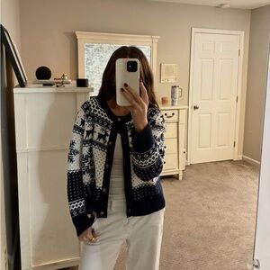 Old Navy Blue and White Cardigan